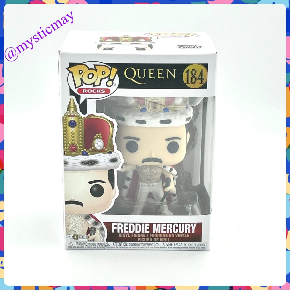 2021 Funko Pop Rocks QUEEN 184 FREDDIE MERCURY Figure w Crown and Cape in Box